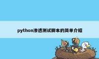 python渗透测试脚本的简单介绍