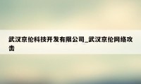 武汉京伦科技开发有限公司_武汉京伦网络攻击