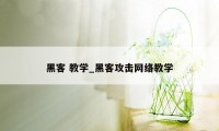 黑客 教学_黑客攻击网络教学