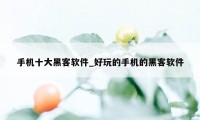 手机十大黑客软件_好玩的手机的黑客软件