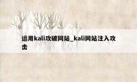 运用kali攻破网站_kali网站注入攻击