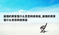 最强的黑客是什么意思网络用语_最强的黑客是什么意思网络用语