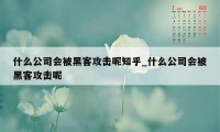 什么公司会被黑客攻击呢知乎_什么公司会被黑客攻击呢