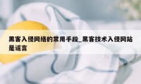 黑客入侵网络的常用手段_黑客技术入侵网站是谣言