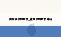 黑客被黑客攻击_正常黑客攻击网站