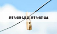 黑客入侵什么意思_黑客入侵的征兆