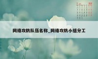 网络攻防队伍名称_网络攻防小组分工