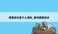 黑客技术查个人资料_查询黑客技术