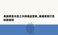 美国黑客攻击三大网络运营商_美国黑客打恶除霸视频