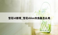 雪花id原理_雪花ddos攻击器怎么用