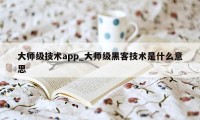 大师级技术app_大师级黑客技术是什么意思