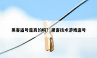 黑客盗号是真的吗?_黑客技术游戏盗号