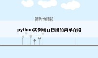 python实例端口扫描的简单介绍