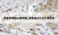 黑客常用的入侵手段_黑客通过什么入侵系统