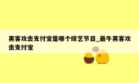 黑客攻击支付宝是哪个综艺节目_最牛黑客攻击支付宝