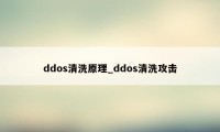 ddos清洗原理_ddos清洗攻击