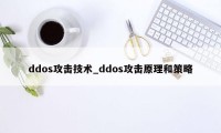 ddos攻击技术_ddos攻击原理和策略