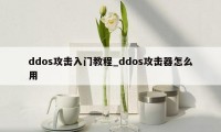 ddos攻击入门教程_ddos攻击器怎么用