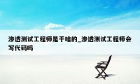 渗透测试工程师是干啥的_渗透测试工程师会写代码吗