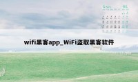 wifi黑客app_WiFi盗取黑客软件