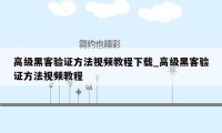 高级黑客验证方法视频教程下载_高级黑客验证方法视频教程