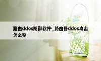 路由ddos防御软件_路由器ddos攻击怎么整