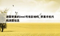 泄露苹果的imei号有影响吗_苹果手机代码泄露信息