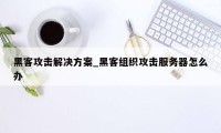 黑客攻击解决方案_黑客组织攻击服务器怎么办