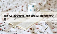 黑客入门教学视频_黑客文化入门视频教程全集