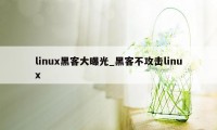 linux黑客大曝光_黑客不攻击linux