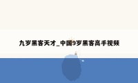 九岁黑客天才_中国9岁黑客高手视频