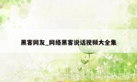 黑客网友_网络黑客说话视频大全集