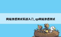 网站渗透测试实战入门_qp网站渗透测试