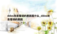 ddos攻击错误的原因是什么_ddos攻击错误的原因