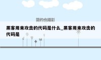 黑客用来攻击的代码是什么_黑客用来攻击的代码是