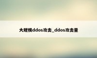 大规模ddos攻击_ddos攻击量