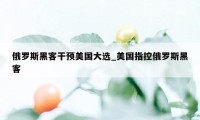 俄罗斯黑客干预美国大选_美国指控俄罗斯黑客