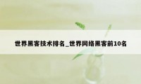 世界黑客技术排名_世界网络黑客前10名