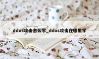 ddos攻击怎么学_ddos攻击在哪里学