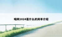 暗网1024是什么的简单介绍