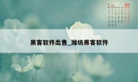 黑客软件出售_潍坊黑客软件