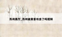 苏州黑厅_苏州被黑客攻击了吗视频