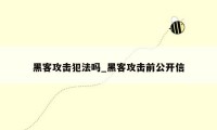 黑客攻击犯法吗_黑客攻击前公开信