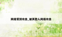 网络受到攻击_被其他人网络攻击