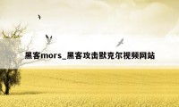 黑客mors_黑客攻击默克尔视频网站