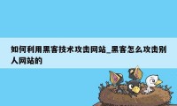 如何利用黑客技术攻击网站_黑客怎么攻击别人网站的