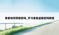 黑客如何获取密码_学习黑客盗取密码教程