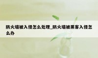 防火墙被入侵怎么处理_防火墙被黑客入侵怎么办